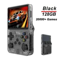 Žaidimų konsolė r36s Retro delninė vaizdo žaidimų konsolė Integruota 20000 klasikinių žaidimų 3,5 colio IPS ekranas atviro kodo sistemos nešiojamasis žaidimų grotuvas, Juoda 128G