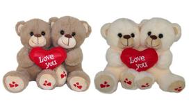 Meškiukų pora su širdele LOVE YOU 20 cm (M3732)