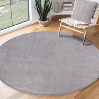 Kilimas, itin minkštas, skalbiamas skalbimo mašinoje, apvalus, pilkas, 120 cm skersmens