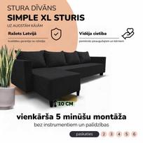 Klasikinis didelis kampinis sofos komplektas Simple XL Sturis, Grafito
