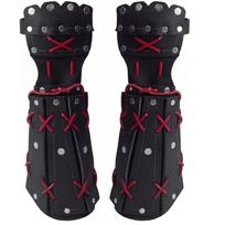 PU Arm Gauntlet Medieval Arm Guard RolePlaying Costume Adjust Arm Bracers juoda
