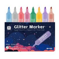 8 Pcs Glitter Marker Pen, Chisel Tip, Cute Glitter Markers, for Rock Painting, Ceramic, Glass, Scrapbooking, DIY