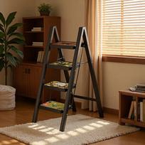 Kinų stiliaus A formos sulankstomos vidaus kopėčios: Daugiafunkcinės nešiojamos laipiojimo kopėčios ir retro gėlių stovas White 5-step Ladder, Simple - 3D Print - Retro
