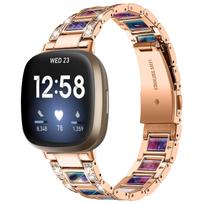 Deimantinis dirželis skirtas Fitbit Versa 4 3 Sense 2 juostų išmaniajam laikrodžiui Priedai Dervos nerūdijančio plieno metalinė apyrankė Fitbit Versa 3 dirželis For Fitbit Versa 3