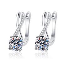 Möbius 925 Sterling Silver Hoop Earrings - Women's Elegant Niche Fashion, Removable Design. 1 Carat High Carbon Stone