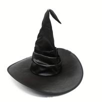Halloween Pleated Black Witch Hat Costume Prop One Size