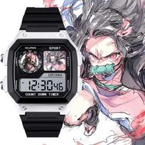 Demon Slayer serijos japoniškas Nezuko 2D chronografas šaunus rankinis laikrodis, laikrodis-žadintuvas, vandeniui atsparus elektroninis laikrodis