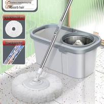 Enhanced Dual-Use Spin Mop with Hand-Free Flat Bucket for Dry and Wet Cleaning Hydraulic Rod, 1 Cloth