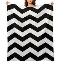 Black And White Zigzag Chevron Throw Blanket cosplay anime Plush Picnic decorative Blankets 30x40in