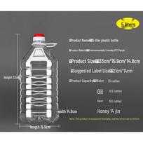 PET maistinio plastiko aliejaus ir vyno butelis su dangteliu - 2,5 l / 5 l / 2,5 kg / 5 kg talpa