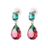 Korean Green Tourmaline Crystal Stone Drop Earrings for Women Trendy Geometric Dangle Earring Pendientes Fashion auksas