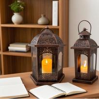 Retro Hollow Iron Hurricane Lamp - Windproof Candlestick for a Warm Atmosphere (Candles Not Included) Iron