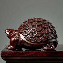 Ebony Wood Turtle Carving: Feng Shui Home & Office Decoration