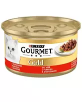 Purina Gourmet Gold konservai katėms su jautiena padaže, 85 g