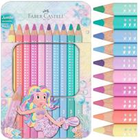 Faber-castell Sparkle Jumbo pastelinės kreidelės, 10 vnt., metalinė dėžutė