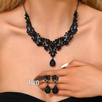 High-End Water Drop Crystal Bridal Jewelry Set: Necklace, Earrings, Bracelet