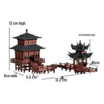 Xingyun Pavilion: Illuminated Gazebo Rockery Model with Water Tank & Fish Feature
