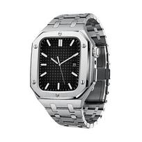 Nerūdijančio plieno dirželis Apple Watch apyrankei 45mm 44mm Prabangus modifikacijų rinkinys Metalo dėklo apyrankė iWatch Series 8 7 6 5 SE 44 45 iWatch band 44mm