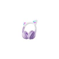Bevielės Bluetooth ausinės su LED katės ausytėmis - violetinės