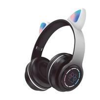 Bevielės Bluetooth ausinės su LED katės ausytėmis - juodos