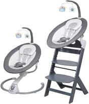 Komplektas Maitinimo kėdutė medinė Family Grey ir supynės Homey Dark Grey