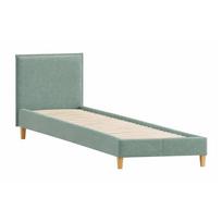 Viengulė lova žalios spalvos audiniu dengta su lovos grotelėmis 90x200 cm Tina – Ropez