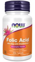 NOW Foods Folic Acid 800mcg su vitaminu B12 maisto papildas, 250 tablečių