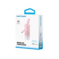 Powerbank 5000mAh Vention FHWR0 20W + USB-C į Lightning kabelį (rožinė)