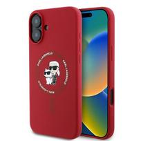 KARL LAGERFELD dėklas IPHONE 16 Plus, suderinamas su MagSafe KLHMP16MSCMKCRHR (silikoninis KC korpuso žiedas) raudonas