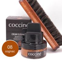 Batų tepalas su kempinėle Cream Elegance, rudas, 50 ml + Batų šepetys su arklio šeriais, 16 cm