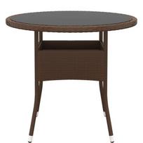 Sodo stalas，Lauko stalas, rudas, 80x75cm, grūdintas stiklas/poliratanas CFE419522