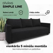 Klasikinis sofos-lovos komplektas „Simple Line“ su dėžute skalbiniams, „Podrez“, Grafito