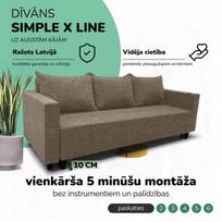 Klasikinis sofa-lova Simple X Line, su skalbinių dėže, Podrez, smėlio spalvos