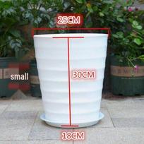 Ypač didelis baltas briaunotas dervos gėlių vazonas su padėklu pinigų medeliui. Resin - Select and Confirm