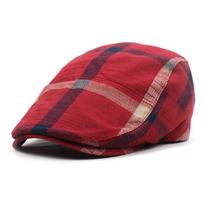 Nauja plona poliesterio kepurė vyriška ir moteriška retro kepurė su languota berete, lauko kepurė su snapeliu. M（56-58cm） raudona