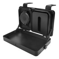 Foldable Car Backseat Tray Desk, Vehicle Table with Tissue Box, Cup Holder and Hooks for Food, Meal, Snack, Phone, Stay