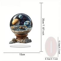 Crystal Ball Lamp Laser Engraved Galaxy Planet Moon Saturn - 2D Flat Acrylic Desktop Ornament, Wall Decor Art, Four Seasons Decoration 15*20cm
