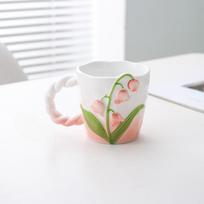 Beautiful lily of the valley ceramic mug cup water cup household exquisite and elegant coffee cup tea cup gift 301-400ml