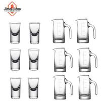 Jimei Jiduo Baijiu ąsotėlis ir taurelių rinkinys 6x 100ml Decanters + 6x 10ml Bullet Shot Glasses gray