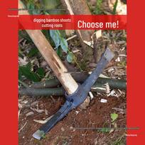 Rankomis kalta daugiafunkcinė kirtiklio-kaplio kirtiklis-kaplys bambukams ir žemei kasti; Du viename ravėtuvas-kirvis įrankis. 2.7 lb single head, sharp-flat pickaxe