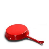 ZISIZ 16cm Cast Iron Enamel Frying Pan, Red