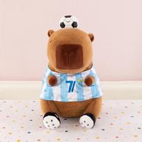 Sėdinti futbolo kapibara pliušinis žaislas marškinėliai kapibara lėlė traukimo mašinos lėlė vaikų gimtadienio dovana 35cm/0.32kg brown