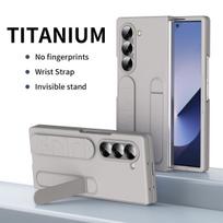 Samsung Z Fold 7/6 Case: Official Style with Integrated Stand, Strap, and Protects Fold 5/4 Samsung W25/Fold6 SE Slim šviesiai pilka spalva