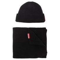 Skrybėlė vyrams, Juoda, Warmy knit set (hat and scarf)