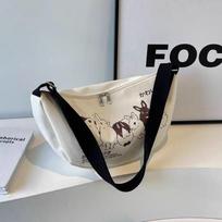 Niche Women's Canvas Dumpling Crossbody Bag - 2024 Spring/Summer, Large Capacity, Casual Student Shoulder Bag Standard without Lining chaki