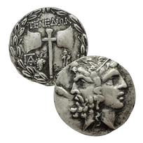 Zeus and Hera double-sided coin, ancient Greek silver coin, vintage coin, sculpture, mythology, Homer, ancient coin collection