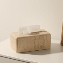 Mingling Light Luxury Travertine Look Tissue Box
