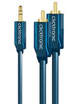 Clicktronic 3M MP3 Adapter Audio Cable, 3.5mm to 2 x RCA, Blue
