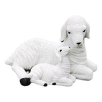 Decorative Baby and Mother Sheep Lambs Resins Statue Figurine Ornament for Living Room and Garden Landscape Decoration