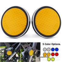 Universal Aluminum Motorcycle Front Fender Reflector Bracket with Warning Sticker Fluorescent Blue